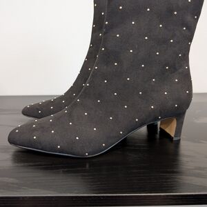 J. Crew Black Studded Heeled Boots